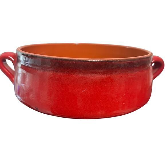 De Silva Ceramic Pottery Italian Terracotta 9" Red Crock w/ Handles Umbria Italy - Picture 2 of 5
